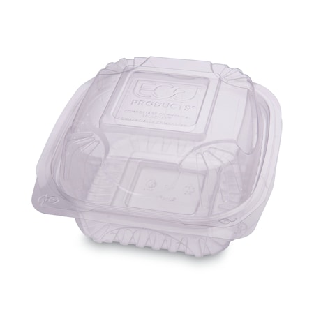 Eco-Products Renewable and Compostable Clear Clamshells, 6 x 6 x 3, PK240 EP-LC6